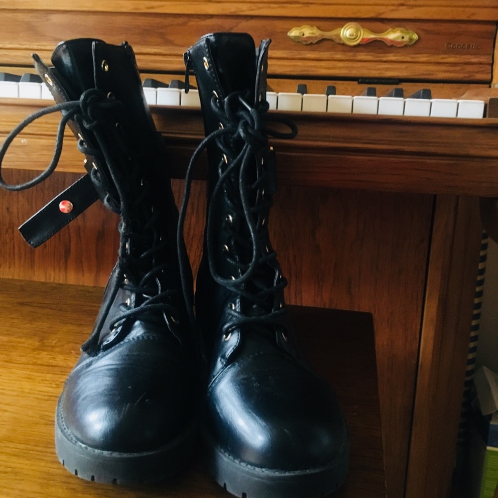 Chunky black combat boots